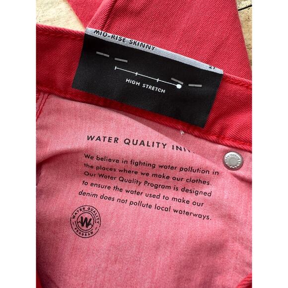 Banana Republic Mid Rise Skinny Vamp Red Jeans Raw Hem Ankle Denim Size 27 - Picture 8 of 11